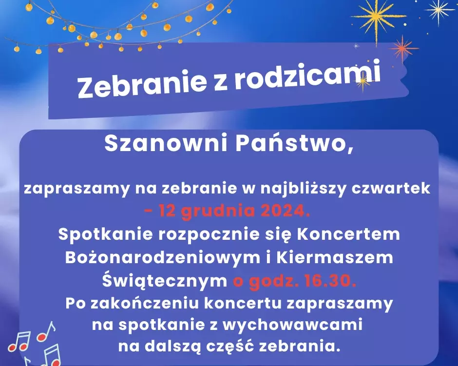 Zdjęcie do Zebranie z rodzicami - 12 grudnia 2024