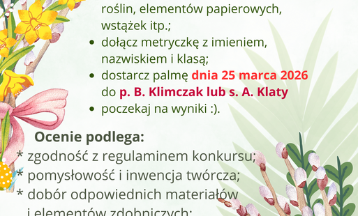 Zdjęcie do Szkolny Konkurs na Palmę Wielkanocną