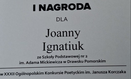 Zdjęcie do WIELKI SUKCES NASZEJ UCZENNICY!!!